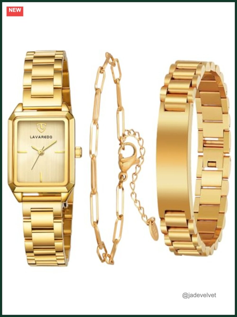 18K Gold Plated Watch Bracelet Set for Women with Lucky Bracelet Quartz